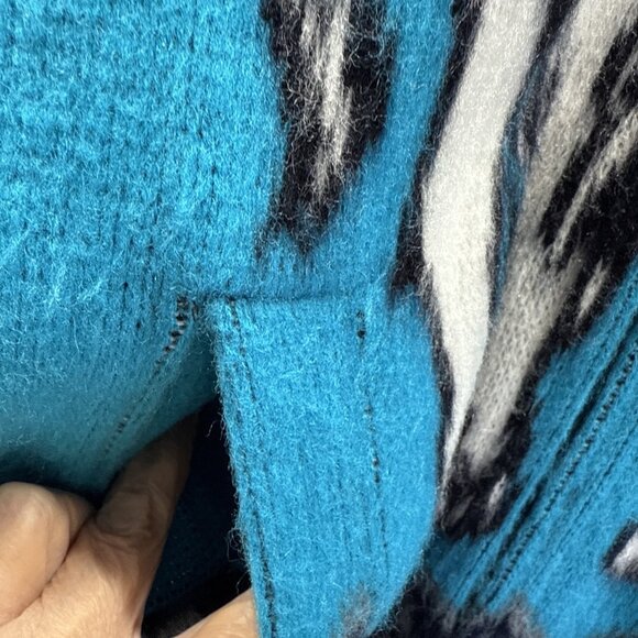 Vtg Bob Marley Tejidos Ruminahui Sweater Jacket XL Wool Blue Black Buffalo Zip - Picture 5 of 9